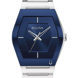 Relógio Bulova Analógico Masculino 96a258 Azul Cor Da Correia Prata