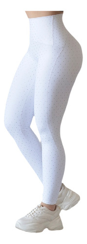 Leggin Metálico Blanco De Textil Colombiano Mallones Licras 