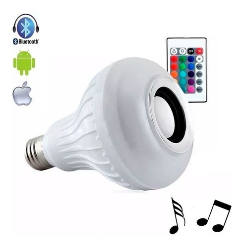 Foco Y Bocina Led E27 Bluetooth Y Control Para Android / Ios