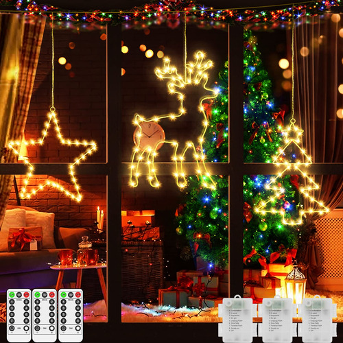 Paquete De 3 Luces De Decoracin De Ventana De Navidad Para E