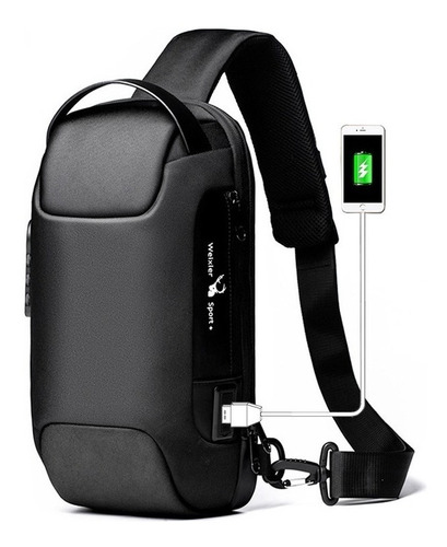 Mini Mochila Cruzada For Hombre Con Cofre Diagonal + Usb