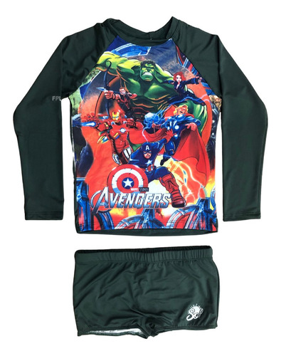 Conjunto Infantil Proteção Solar Blusa Sunga Personagens