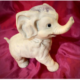 Antiguo Juguete Elefante De Goma Piel Rose Con Sonido Chifle
