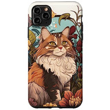 Funda Para iPhone 11 Pro Max Mainecoon Watercolor Botanical