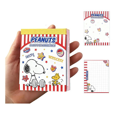 Snoopy Libreta Notas Adhesivas A Rayas Rojas, 100 Páginas.