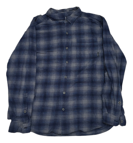 Camisa Columbia Xgrande Xl Regular Fit Cuadro Azul Y Gris