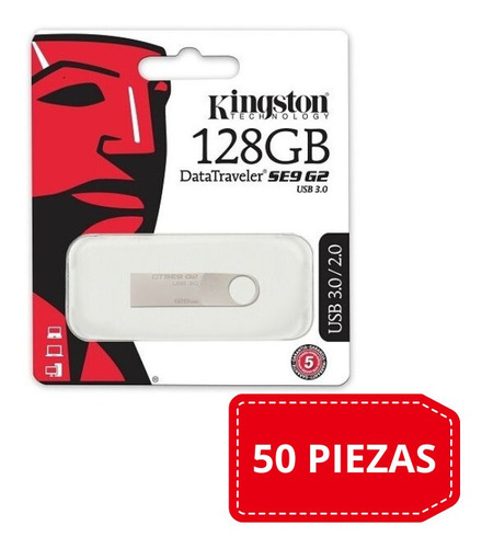 50 Memorias Usb Kingston Datatraveler Se9 G2 Dtse9g2 128gb