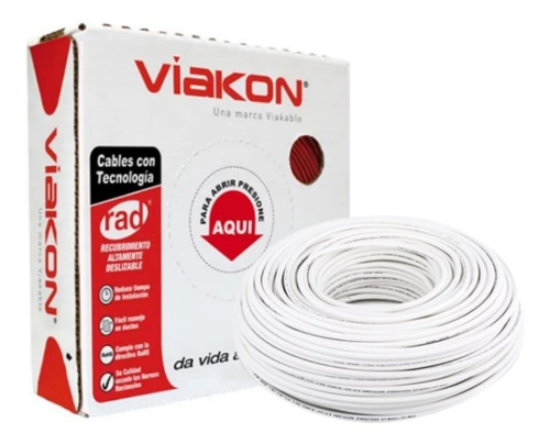 Cable De Cobre Cal 12 Awg Viakon Color Blanco