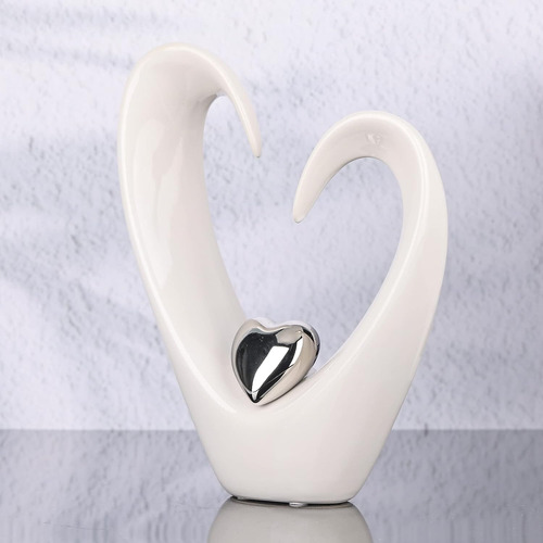 Escultura De Corazón De Cerámica Blanca, Arte Abstracto Mode