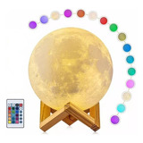 Lámpara De Luna 3d 16 Colour Touch Lamp Recargable 20 Cm