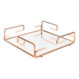 Bandeja Espelhada Lavabo Luxo 22,5 X 22,5cm Rosé Gold - Hara