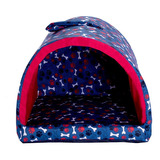 Cama Patinha Pet Tenda Casa Toca Cachorros Gato Azul 26010