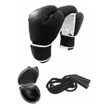 Kit Boxeo Par De Guantes + Soga De Salto + Bucal C Caja