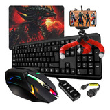 Kit Gamer Completo Mobilador Teclado Mouse Top Led Tipo C