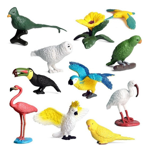 12piezas Mini Pájaros Vida Silvestre Modelo Juguetes Set A