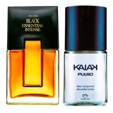 Natura Kaiak Pulso Desodorante Corporal 100ml + Avon Black Essential Intense Colônia 100ml Kit 2 Perfumes