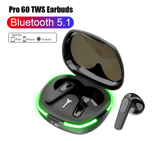 Caja De Carga Para Auriculares Pro 60 Bluetooth 5.1 Tws, Luces Led, Teléfonos Inteligentes, Ordenadores Portátiles, Ordenadores Portátiles, Ordenadores Portátiles, Ordenadores, Proyectores