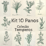 Kit 10 Un Panos De Prato Cru Coleção Temperos Algodão Liso Engomatextil