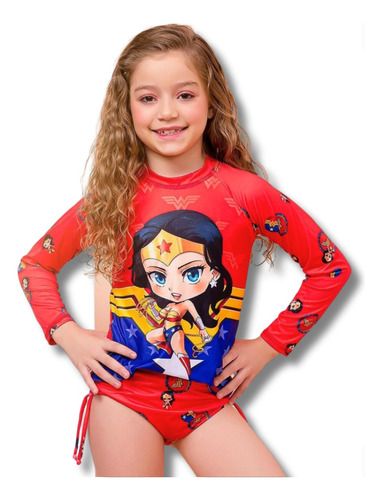 Biquini Infantil Blusa Proteção Solar Uv 50+ Personagens