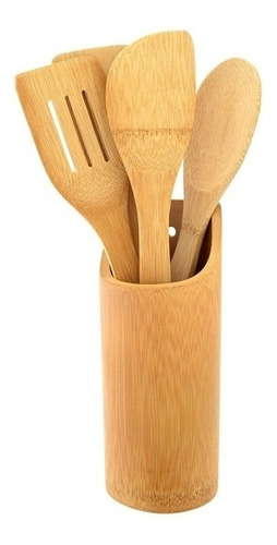 Set 4 Utensilios De Cocina Cucharas Se Madera Cocinar 