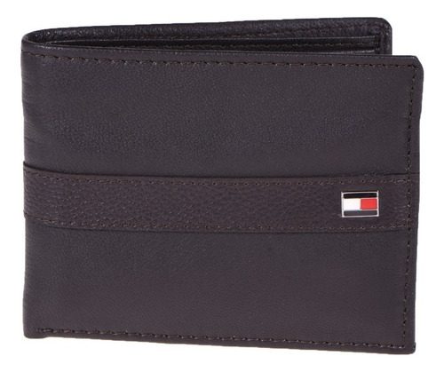 Cartera Tommy Hilfiger Hombre Cuero Sintético Café Diseño De La Tela Liso