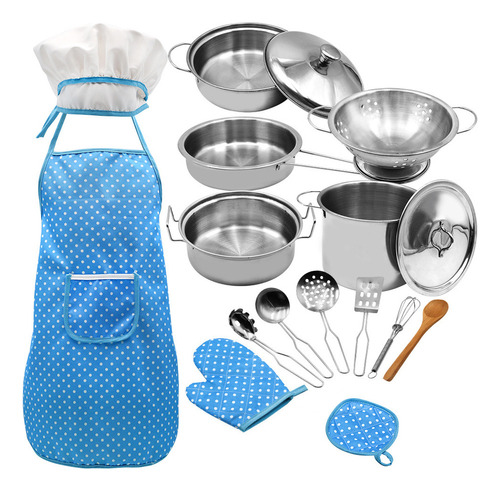 Set De Cocina Para Niños 18 Pcs Con Gorro De Chef Delantal G