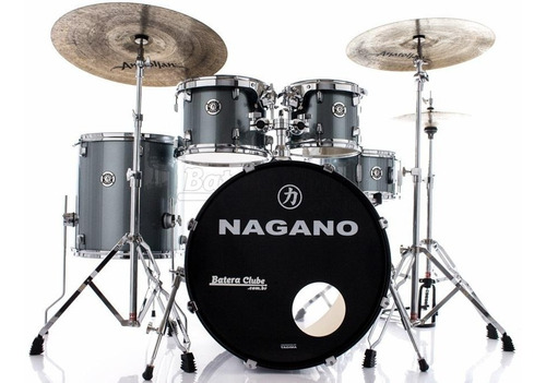 Bateria Nagano Garage Rock Grafite 22,10,12,16 Completa 