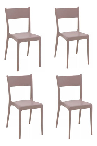 Conjunto 4 Cadeiras Diana Camurça Bege Tramontina