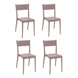 Conjunto 4 Cadeiras Diana Camurça Bege Tramontina