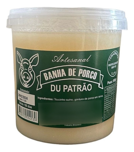 Banha Suína Caipira 100% Natural Gordura De Porco 900ml