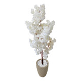 Flor Cerejeira Branca Japonesa Artificial Com Vaso Decoração