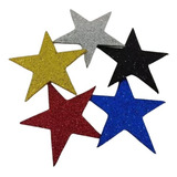 Aplique Estrela 5/10/15 Cm Em Eva Com Glitter - 20 Unid.