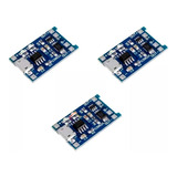 X3 Pack Modulo Carga Micro Usb 5v Tp4056 18650 + Proteccion