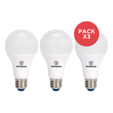 Pack X3 Ampolletas Led Bola A55 5w Luz Blanco Frío E27