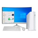 Computador Pc Slim Branco I3 4gb Ram Ssd 120gb Tela 23 Fhd