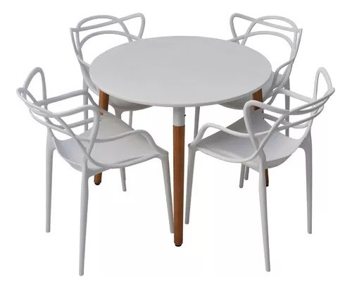 Juego De Mesa Eames 90x90 + 4 Sillas Master Baires4 