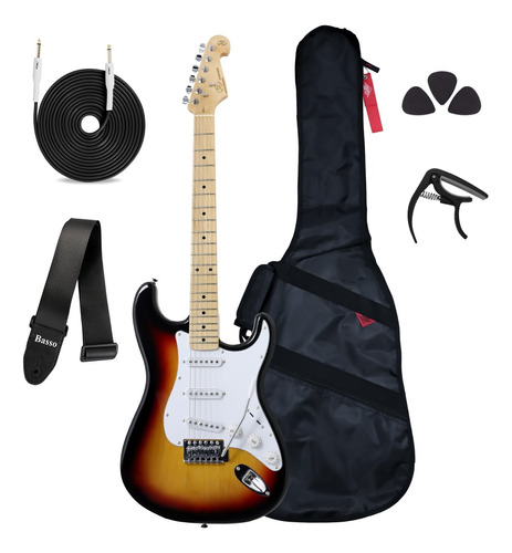Guitarra Sx Stratocaster Sem1 Sunburst Profissional Com Capa