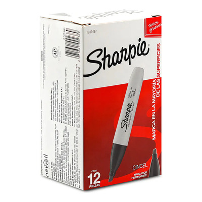 Marcadores Sharpie Punta Gruesa Cincel Chisel Negro Con 12 | Envío gratis