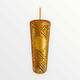 Vaso Starbucks Jeweled Amarillo / Oro Nuevo Original Con Sku