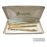 Juego Sheaffer Pluma Fuente Boligrafo Portamina Oro 14k  