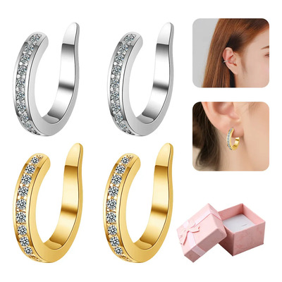 Krelvixos 4pz Pendientes Oro Plata Con Zirconias joyeria Moda Para Mujer Niñas regalo Aretes Regalo para Día de la Madre, regalo para mamá | Envío gratis