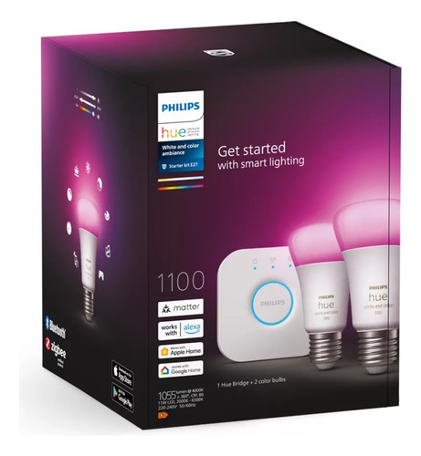 Kit De Inicio Philips Hue E27 Rgbw X2 + Bridge