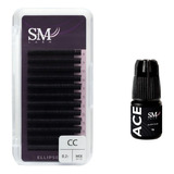 Adesivo Ace 3g + Cílios Ellipse Cc 0.20 (mix 8-15) Sm Lash