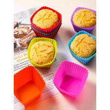 12 Moldes Silicon Capacillo Cuadrados Cocina Cupcake Muffins