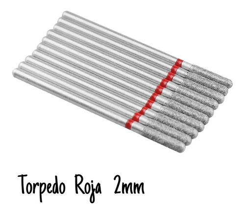 1 Fresa Diamantada Para Manicure ( Torpedo Roja 2mm )