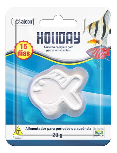 2x Ração Ferias P/ Peixes Holiday 20g Alcon Dura Até 15 Dias