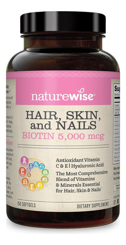 Biotina 5000 Mcg Ácido Hialurónico Vitaminas Cabello Uñas