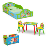 Cama Infantil Cocomelon Play Area Mesa Sillas Y Baul