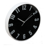 Reloj De Pared Blanco C/fondo Negro 30cm De Diametro 