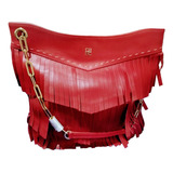 Bolso De Flequillos Rojos Carolina Herrera Original 